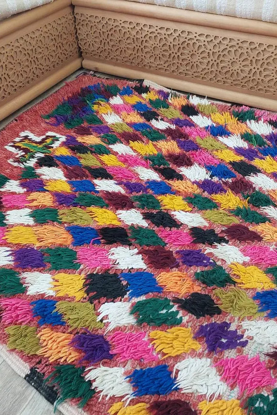 Small Moroccan Rug Runner - Vintage Azilal Rug - Handknotted Rug- Colorful Moroccan Rug - Boucherouite Rug - 3.1x7.8ft MoroccanBazzArts