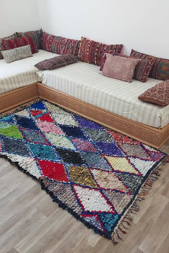Authentic Moroccan Rug - Handmade Boucherouite Rug - Colorful Bohemian Rug MoroccanBazzArts