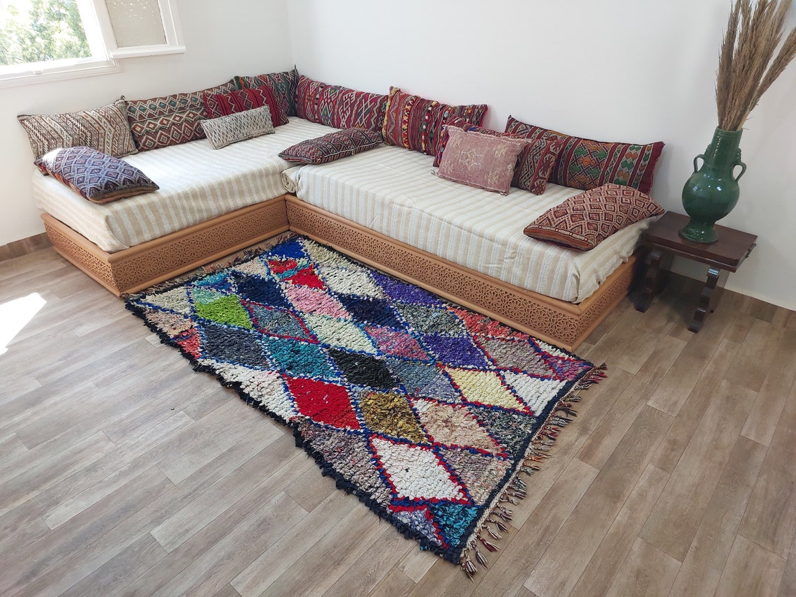 Authentic Moroccan Rug - Handmade Boucherouite Rug - Colorful Bohemian Rug MoroccanBazzArts