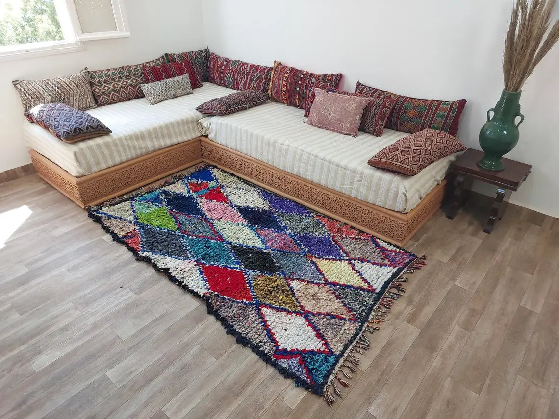 Authentic Moroccan Rug - Handmade Boucherouite Rug - Colorful Bohemian Rug MoroccanBazzArts