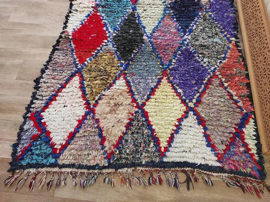 Authentic Moroccan Rug - Handmade Boucherouite Rug - Colorful Bohemian Rug MoroccanBazzArts