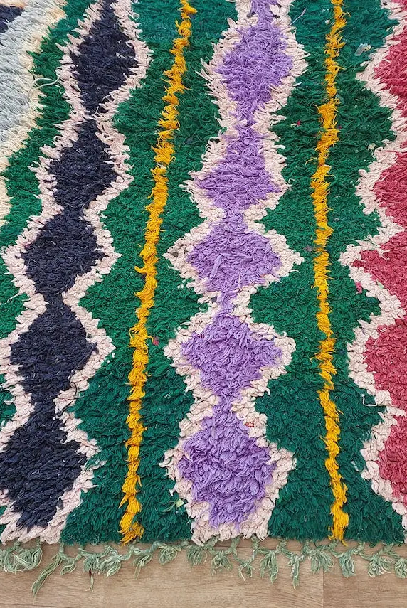 Boucherouite Rug, Moroccan Rug Runner - Vintage Azilal Rug - Hand Woven Berber Carpet, Moroccan Rug 107x250 Cm MoroccanBazzArts