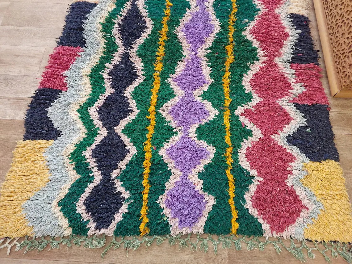 Boucherouite Rug, Moroccan Rug Runner - Vintage Azilal Rug - Hand Woven Berber Carpet, Moroccan Rug 107x250 Cm MoroccanBazzArts