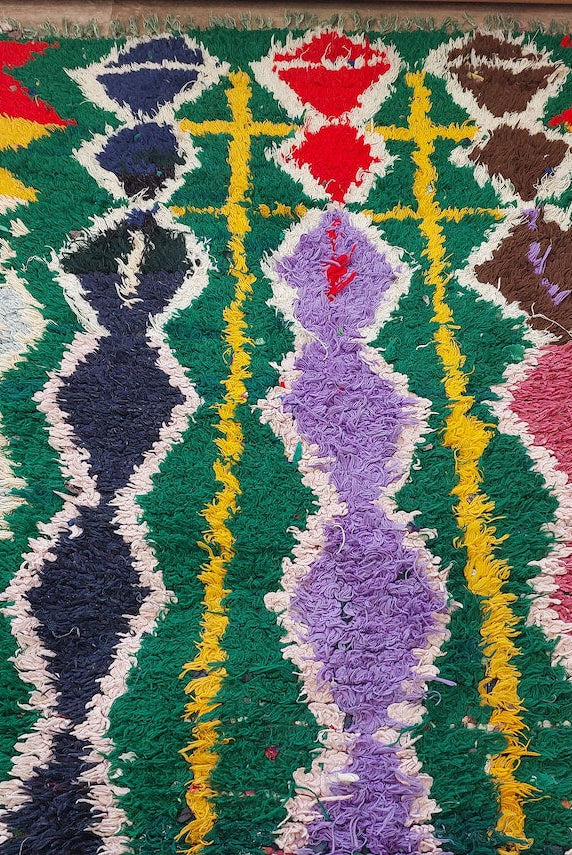 Boucherouite Rug, Moroccan Rug Runner - Vintage Azilal Rug - Hand Woven Berber Carpet, Moroccan Rug 107x250 Cm MoroccanBazzArts