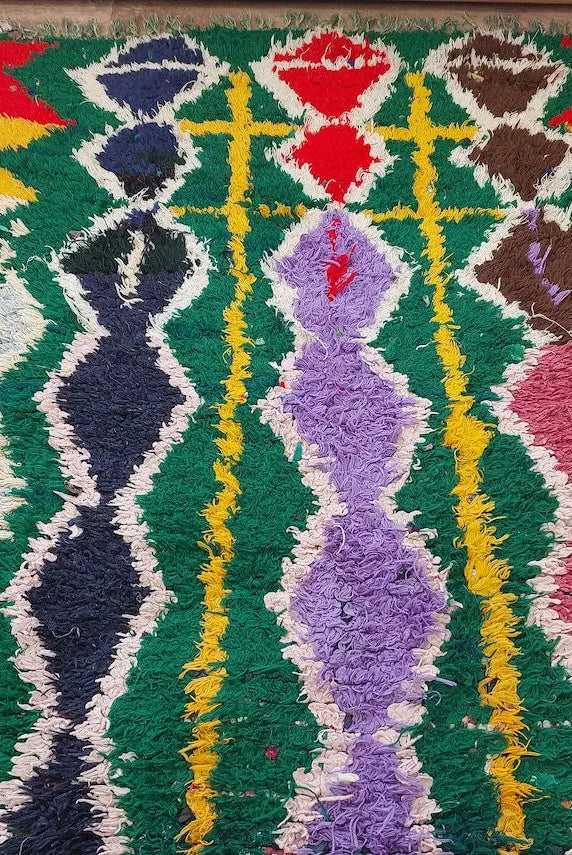 Boucherouite Rug, Moroccan Rug Runner - Vintage Azilal Rug - Hand Woven Berber Carpet, Moroccan Rug 107x250 Cm MoroccanBazzArts