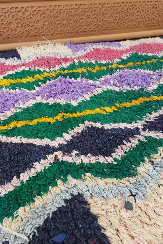 Boucherouite Rug, Moroccan Rug Runner - Vintage Azilal Rug - Hand Woven Berber Carpet, Moroccan Rug 107x250 Cm MoroccanBazzArts