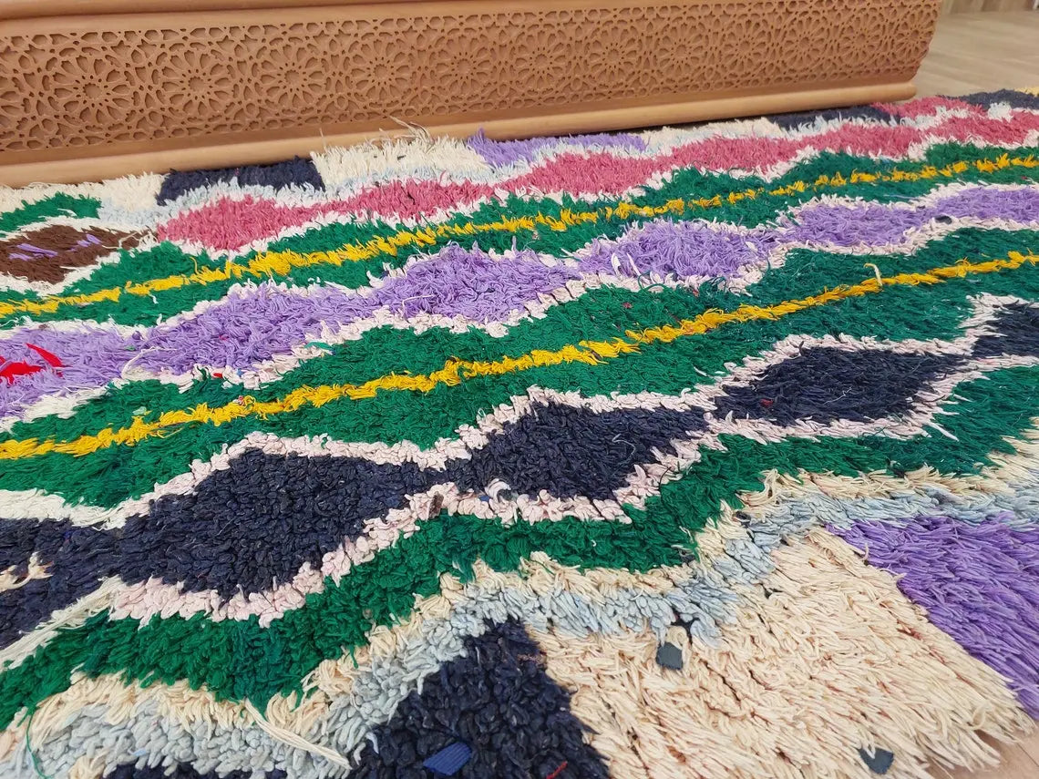 Boucherouite Rug, Moroccan Rug Runner - Vintage Azilal Rug - Hand Woven Berber Carpet, Moroccan Rug 107x250 Cm MoroccanBazzArts