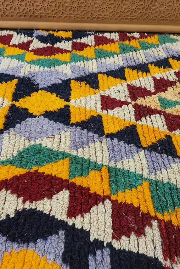 Moroccan Runner Rug - Azilal Style - Soft Rug - Bedside Rug, Moroccan Rug - Boucherouite Rug 274 X 107 Cm MoroccanBazzArts