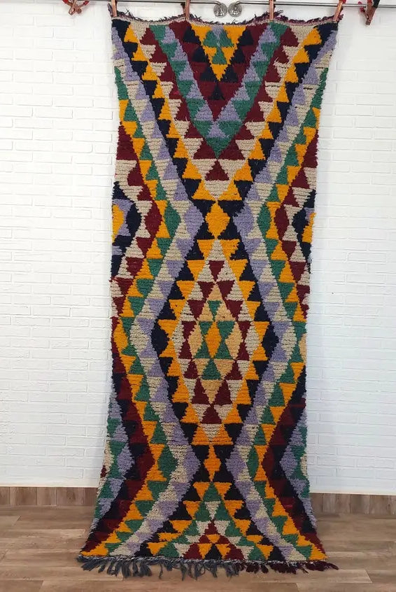 Moroccan Runner Rug - Azilal Style - Soft Rug - Bedside Rug, Moroccan Rug - Boucherouite Rug 274 X 107 Cm MoroccanBazzArts