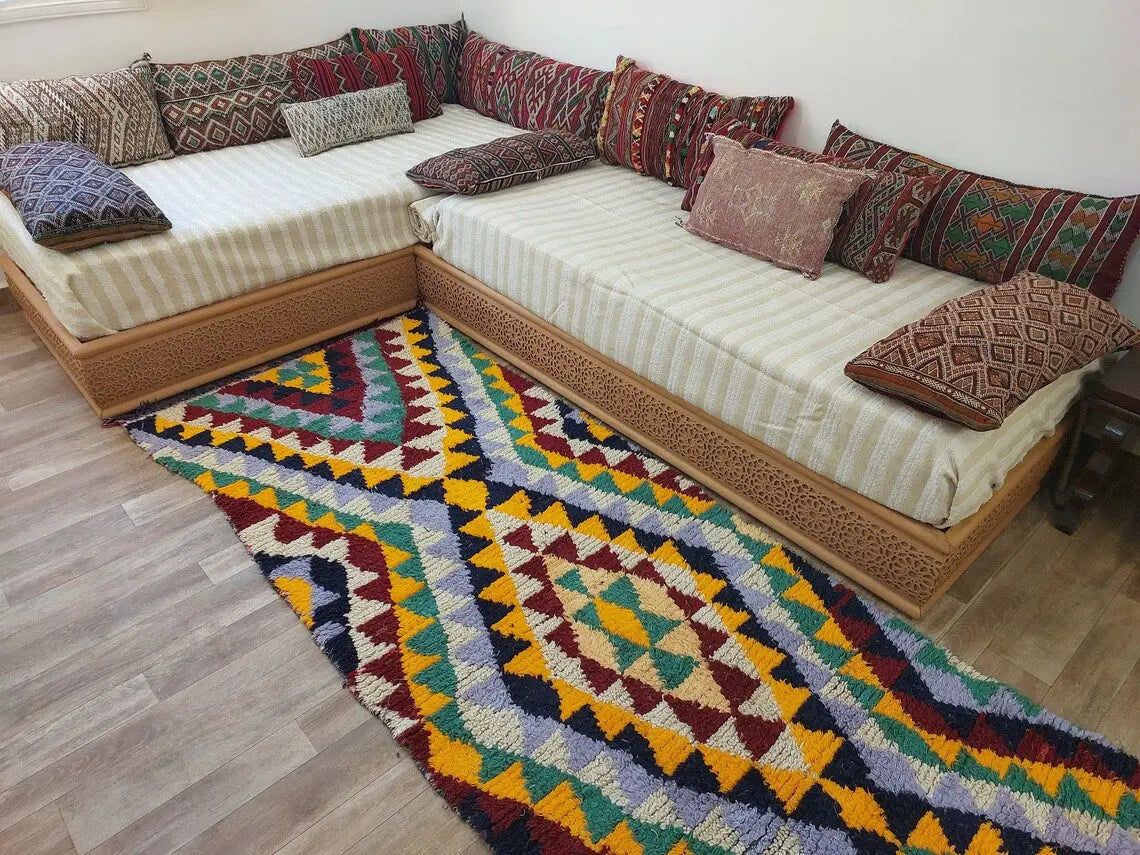 Moroccan Runner Rug - Azilal Style - Soft Rug - Bedside Rug, Moroccan Rug - Boucherouite Rug 274 X 107 Cm MoroccanBazzArts
