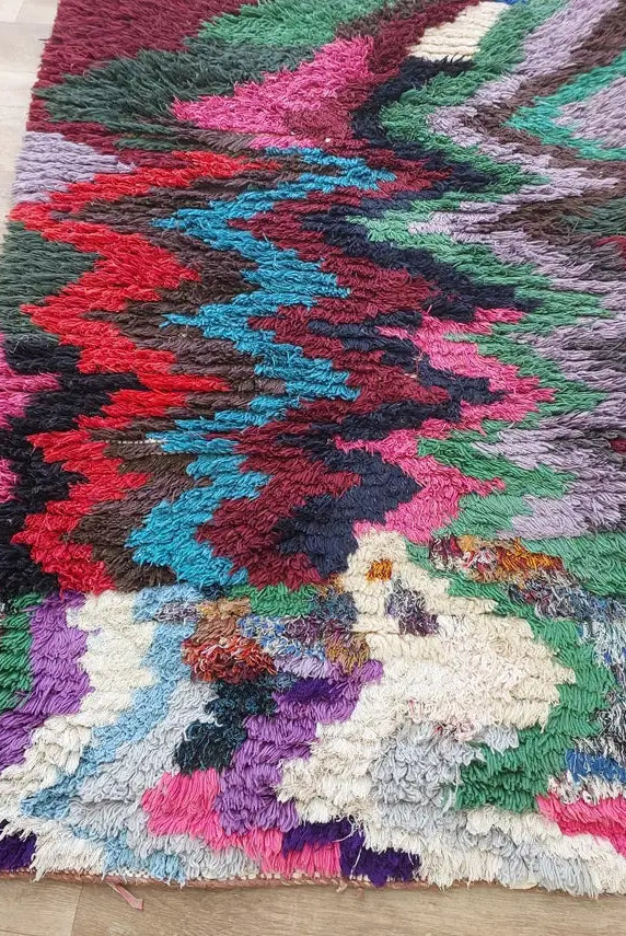 Authentic Berber Art Runner Rug. Handmade Boucherouite Rug. Colorful Runner Rug. MoroccanBazzArts