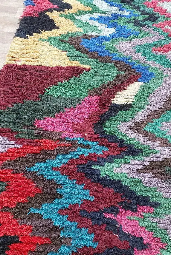 Authentic Berber Art Runner Rug. Handmade Boucherouite Rug. Colorful Runner Rug. MoroccanBazzArts