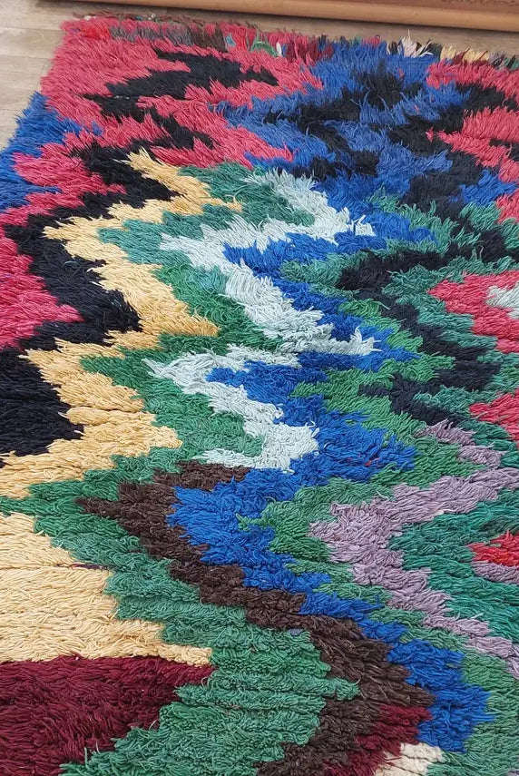 Authentic Berber Art Runner Rug. Handmade Boucherouite Rug. Colorful Runner Rug. MoroccanBazzArts