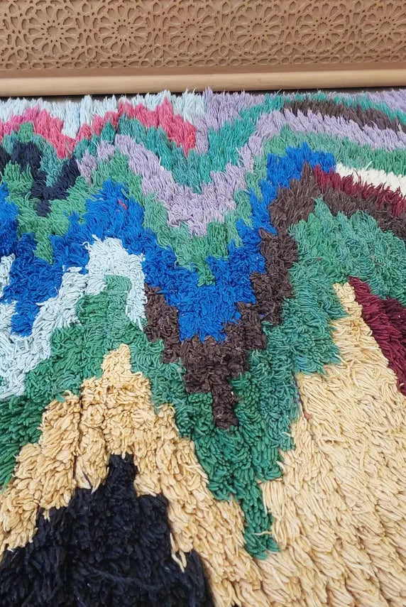 Authentic Berber Art Runner Rug. Handmade Boucherouite Rug. Colorful Runner Rug. MoroccanBazzArts