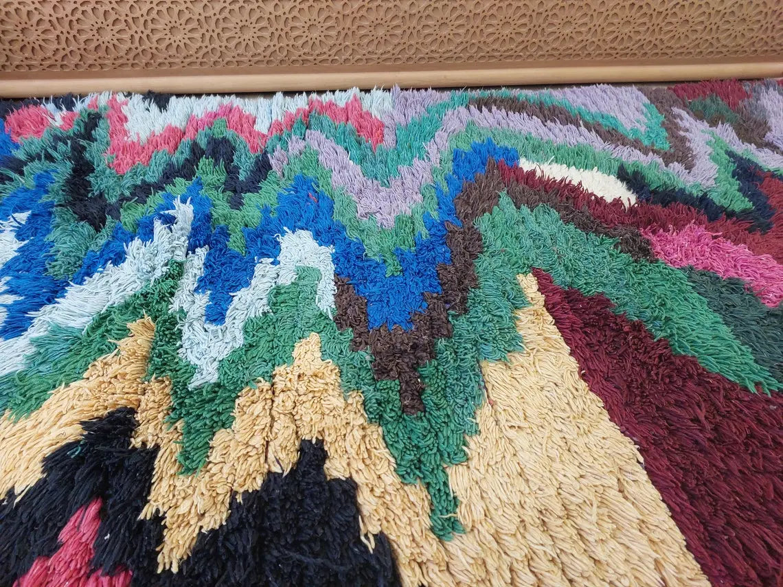 Authentic Berber Art Runner Rug. Handmade Boucherouite Rug. Colorful Runner Rug. MoroccanBazzArts