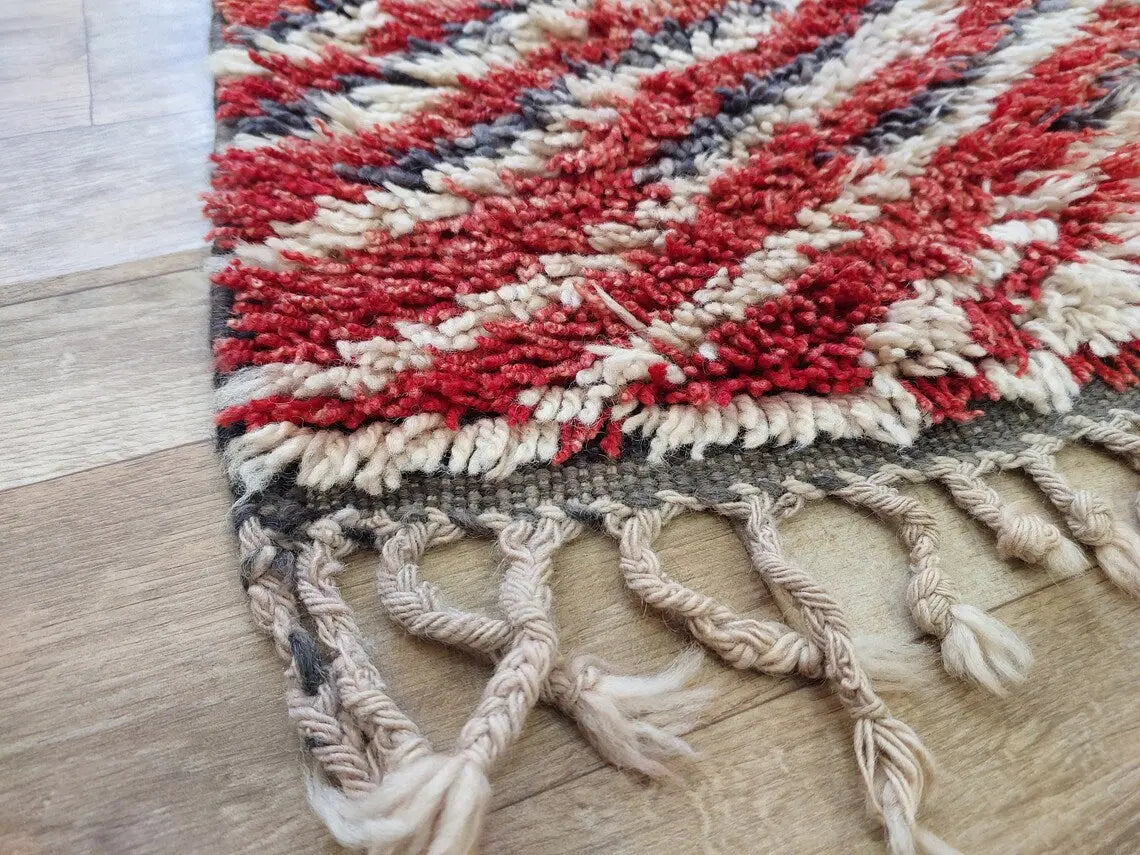 Small Moroccan Rug Runner, Vintage Azilal Rug - Hand Woven Bedside Rug- Runner Rug- Moroccan Rug 2.10x7.2ft MoroccanBazzArts