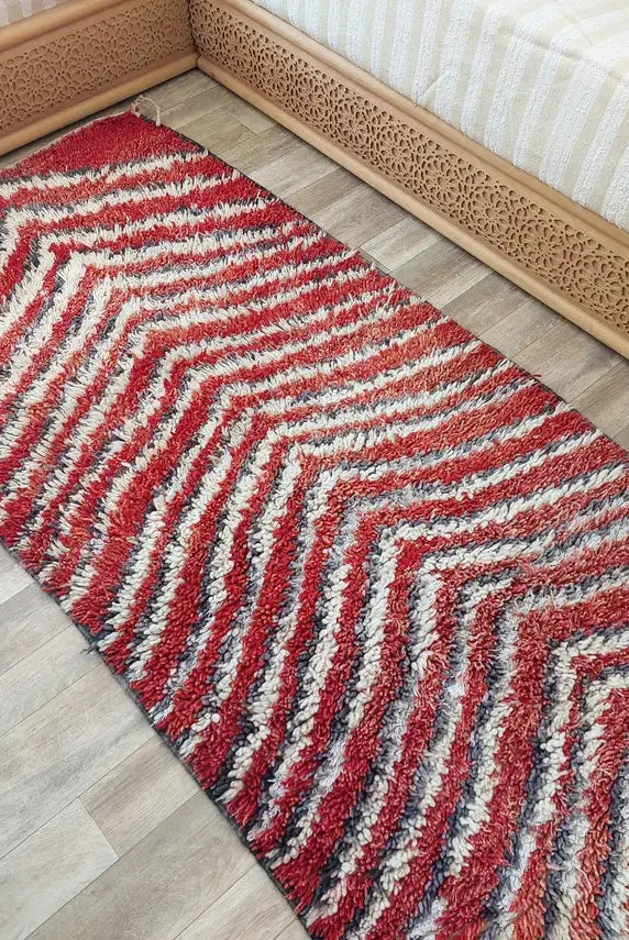 Small Moroccan Rug Runner, Vintage Azilal Rug - Hand Woven Bedside Rug- Runner Rug- Moroccan Rug 2.10x7.2ft MoroccanBazzArts