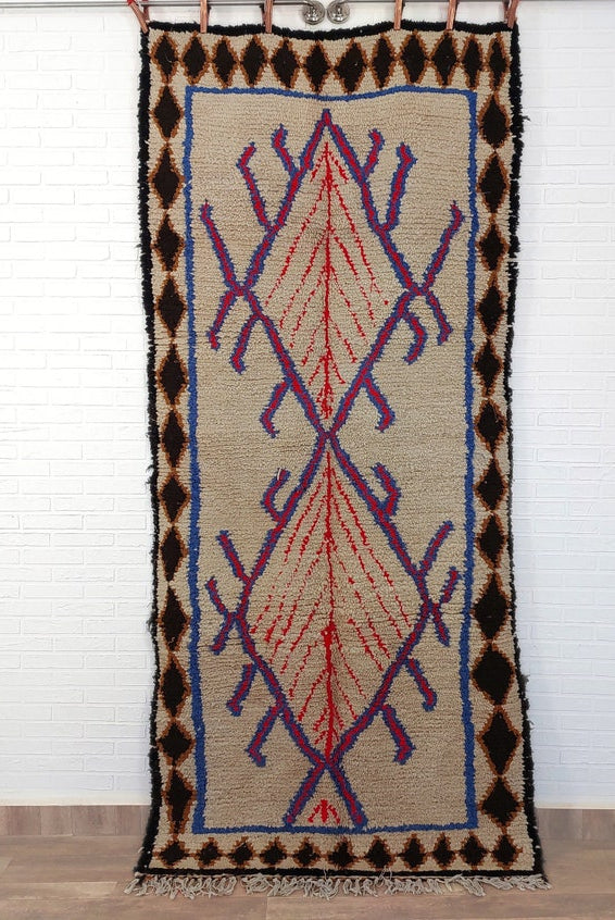 Vintage Moroccan Azilal Berber Rug - Small Handwoven Artisan Carpet For Living Room Or Entryway MoroccanBazzArts