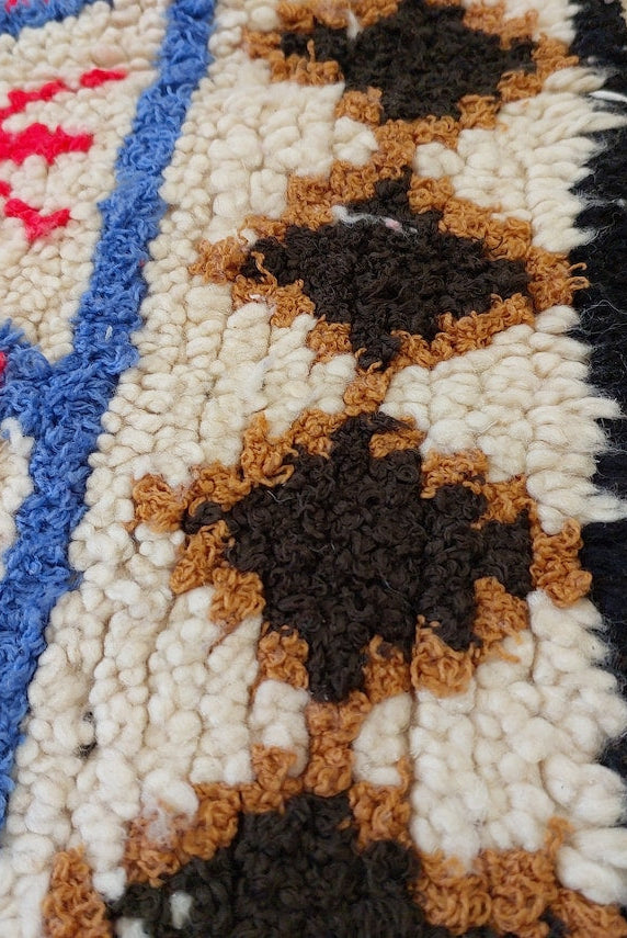 Vintage Moroccan Azilal Berber Rug - Small Handwoven Artisan Carpet For Living Room Or Entryway MoroccanBazzArts