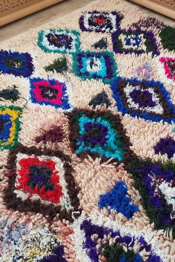 Vintage Moroccan Art Rug: Small 3.6x5.9ft Handmade Berber Carpet For Wall Hanging Or Floor Decor MoroccanBazzArts