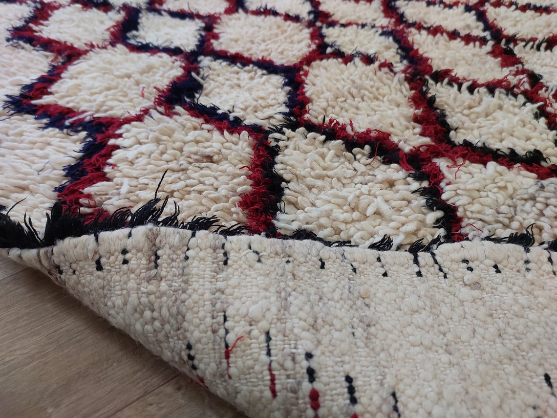 Moroccan Runner Rug. Vintage Beni Ourain Rug. Authentic Berber Rug, Handmade MoroccanBazzArts