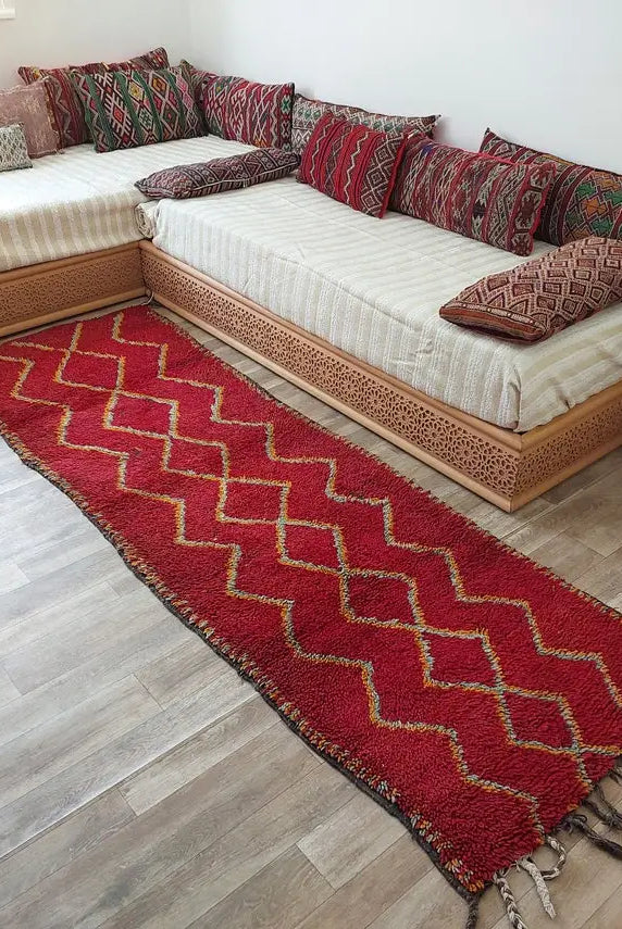 Small Moroccan Rug Runner - Vintage Azilal Rug - Handknotted Runner Rug- Handmade Rug - Hallway Rug 2.7x8.9ft MoroccanBazzArts