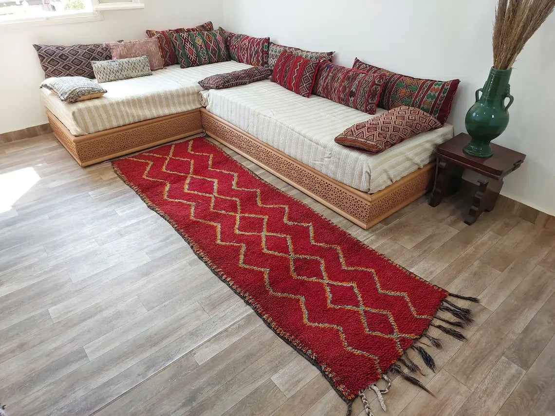 Small Moroccan Rug Runner - Vintage Azilal Rug - Handknotted Runner Rug- Handmade Rug - Hallway Rug 2.7x8.9ft MoroccanBazzArts
