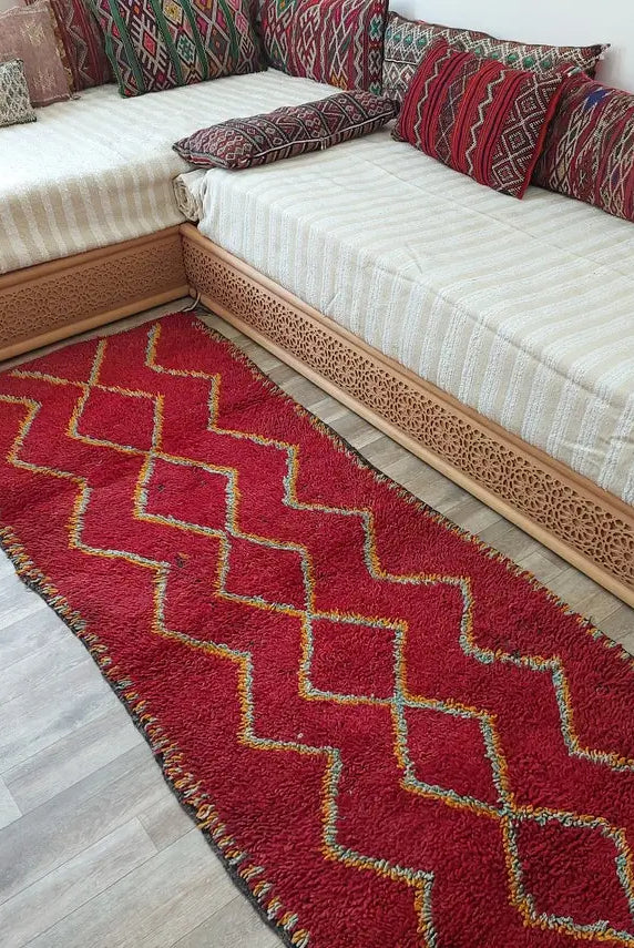 Small Moroccan Rug Runner - Vintage Azilal Rug - Handknotted Runner Rug- Handmade Rug - Hallway Rug 2.7x8.9ft MoroccanBazzArts