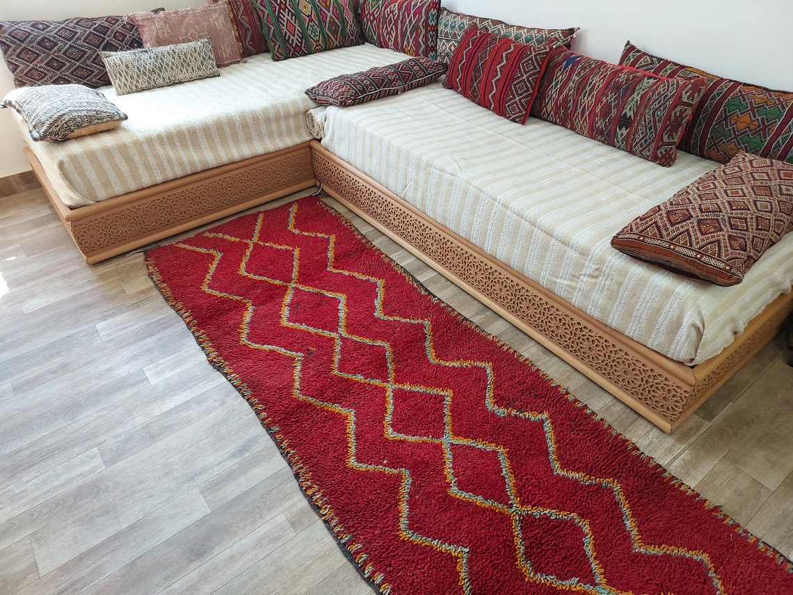 Small Moroccan Rug Runner - Vintage Azilal Rug - Handknotted Runner Rug- Handmade Rug - Hallway Rug 2.7x8.9ft MoroccanBazzArts