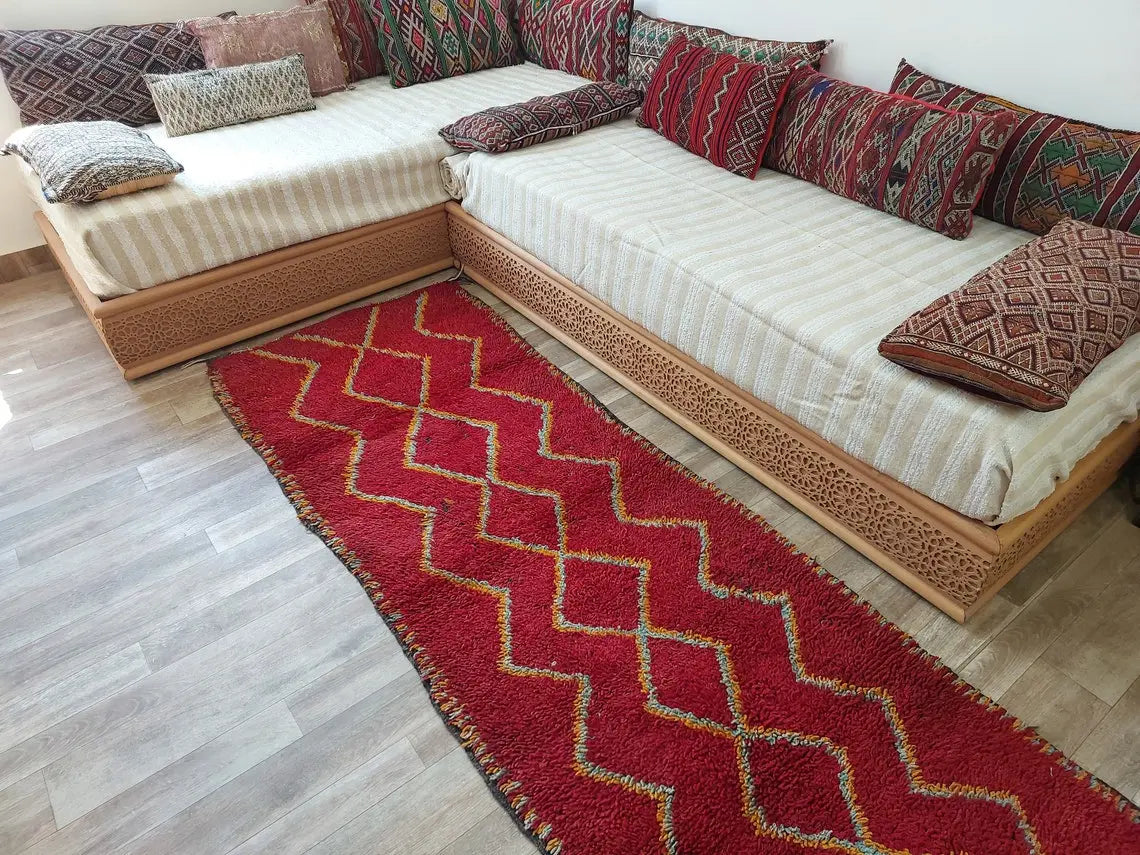Small Moroccan Rug Runner - Vintage Azilal Rug - Handknotted Runner Rug- Handmade Rug - Hallway Rug 2.7x8.9ft MoroccanBazzArts