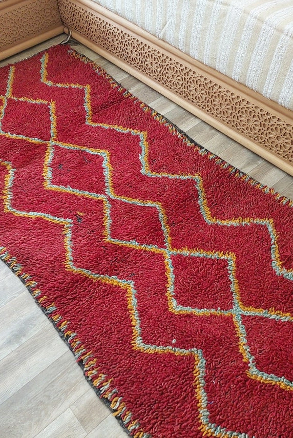 Small Moroccan Rug Runner - Vintage Azilal Rug - Handknotted Runner Rug- Handmade Rug - Hallway Rug 2.7x8.9ft MoroccanBazzArts