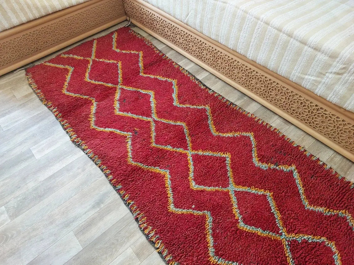Small Moroccan Rug Runner - Vintage Azilal Rug - Handknotted Runner Rug- Handmade Rug - Hallway Rug 2.7x8.9ft MoroccanBazzArts