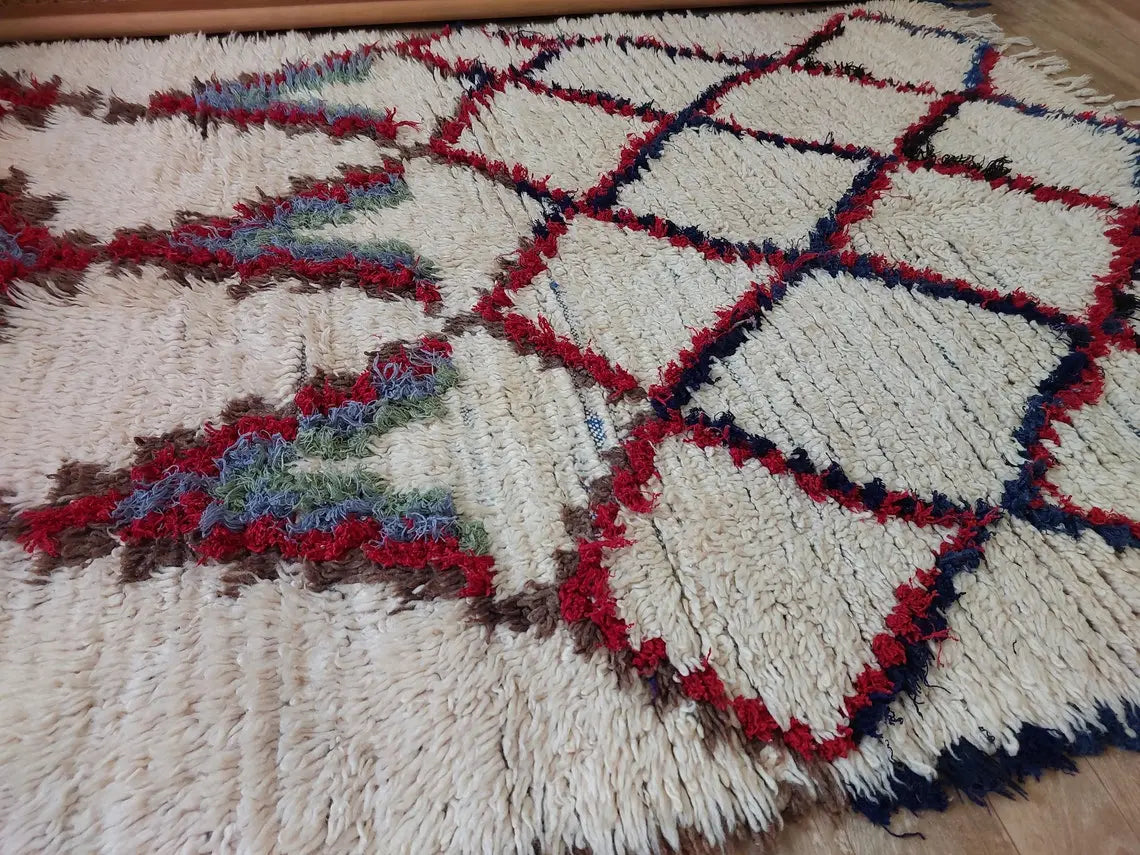Small Moroccan Rug - Vintage Beni Ourain Rug - Handwoven Berber Rug - Old Rug - Handknotted Small Area Rug. 126cmx180cm MoroccanBazzArts