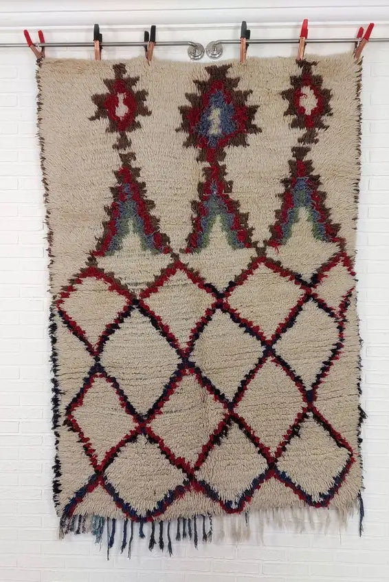 Small Moroccan Rug - Vintage Beni Ourain Rug - Handwoven Berber Rug - Old Rug - Handknotted Small Area Rug. 126cmx180cm MoroccanBazzArts
