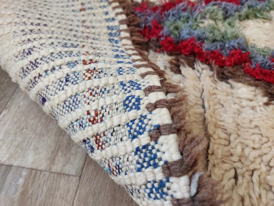 Small Moroccan Rug - Vintage Beni Ourain Rug - Handwoven Berber Rug - Old Rug - Handknotted Small Area Rug. 126cmx180cm MoroccanBazzArts