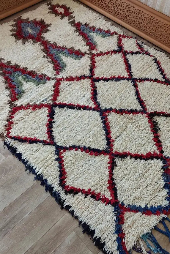 Small Moroccan Rug - Vintage Beni Ourain Rug - Handwoven Berber Rug - Old Rug - Handknotted Small Area Rug. 126cmx180cm MoroccanBazzArts