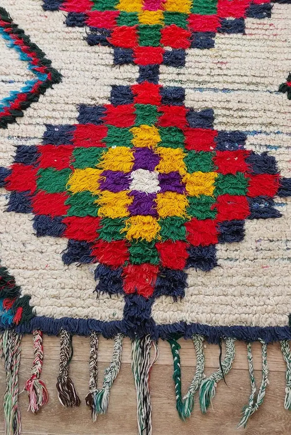 Vintage Small Moroccan Rug - Authentic Beni Ourain Small Rug - Handmade Berber Rug, Unique Design MoroccanBazzArts