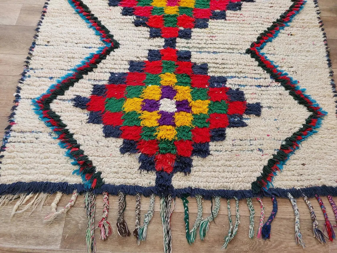 Vintage Small Moroccan Rug - Authentic Beni Ourain Small Rug - Handmade Berber Rug, Unique Design MoroccanBazzArts