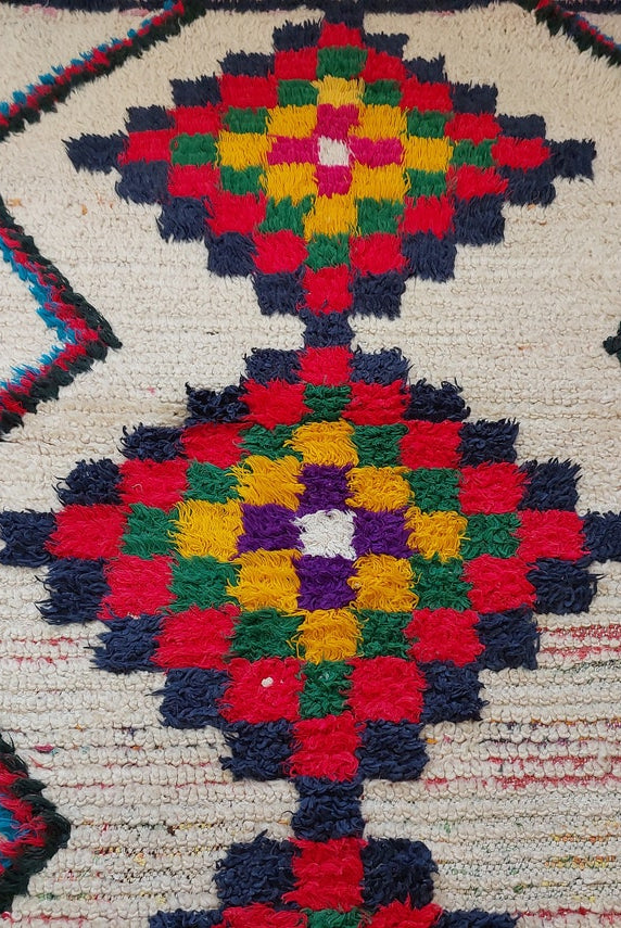 Vintage Small Moroccan Rug - Authentic Beni Ourain Small Rug - Handmade Berber Rug, Unique Design MoroccanBazzArts