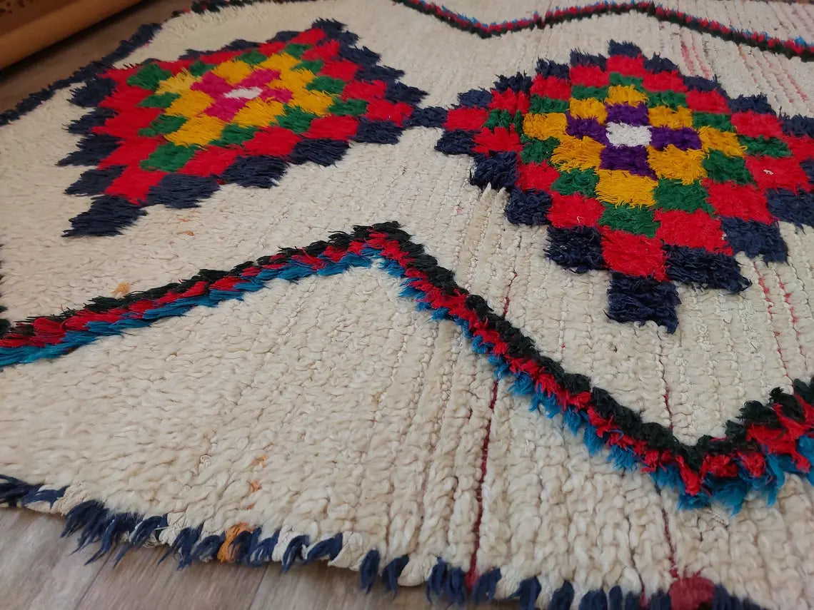 Vintage Small Moroccan Rug - Authentic Beni Ourain Small Rug - Handmade Berber Rug, Unique Design MoroccanBazzArts