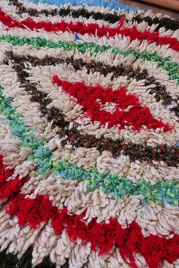 Small Moroccan Rug - Vintage Azilal Rug - Hand Woven Bedside Rug - Boucherouite Rug - Handmade Berber Rug, 100 X182cm MoroccanBazzArts