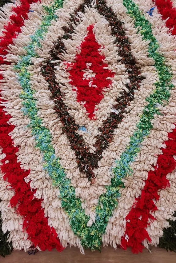 Small Moroccan Rug - Vintage Azilal Rug - Hand Woven Bedside Rug - Boucherouite Rug - Handmade Berber Rug, 100 X182cm MoroccanBazzArts