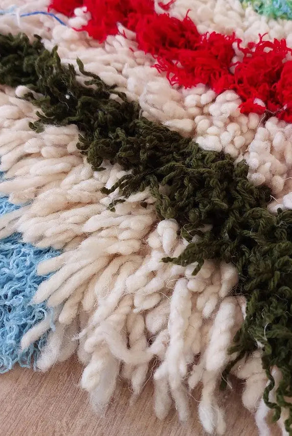 Small Moroccan Rug - Vintage Azilal Rug - Hand Woven Bedside Rug - Boucherouite Rug - Handmade Berber Rug, 100 X182cm MoroccanBazzArts