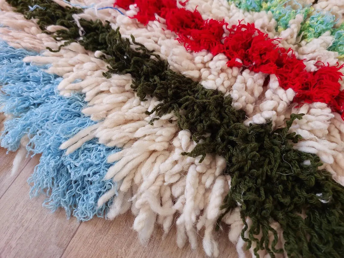 Small Moroccan Rug - Vintage Azilal Rug - Hand Woven Bedside Rug - Boucherouite Rug - Handmade Berber Rug, 100 X182cm MoroccanBazzArts