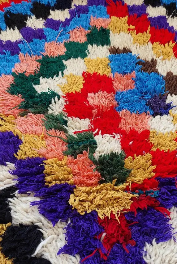 Moroccan Boucherouite Rug, 90 X 197cm, Authentic Berber Runner, Handmade Colorful Small Rug, Recycled Textile Rug MoroccanBazzArts