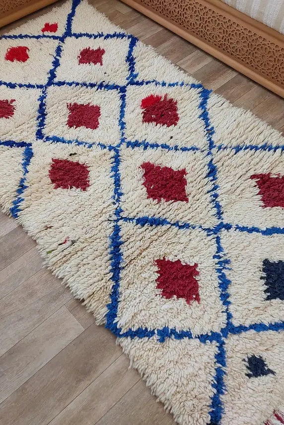 Small Moroccan Rug - Vintage Beni Ourain Rug - Handknotted Berber Rug - Boucherouite Rug - Used Rug 3.1x6.2ft MoroccanBazzArts