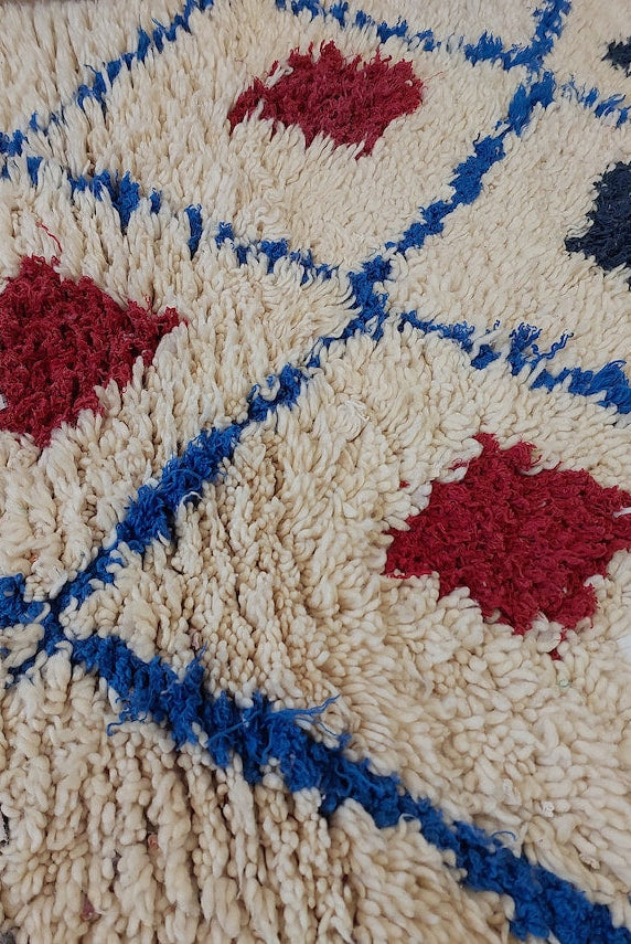 Small Moroccan Rug - Vintage Beni Ourain Rug - Handknotted Berber Rug - Boucherouite Rug - Used Rug 3.1x6.2ft MoroccanBazzArts