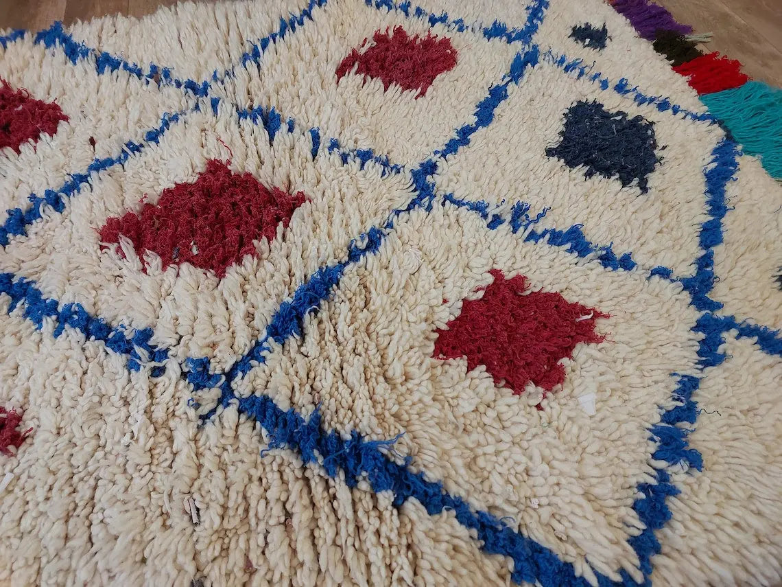 Small Moroccan Rug - Vintage Beni Ourain Rug - Handknotted Berber Rug - Boucherouite Rug - Used Rug 3.1x6.2ft MoroccanBazzArts
