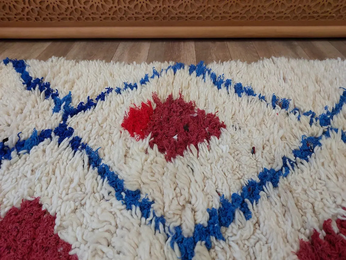 Small Moroccan Rug - Vintage Beni Ourain Rug - Handknotted Berber Rug - Boucherouite Rug - Used Rug 3.1x6.2ft MoroccanBazzArts