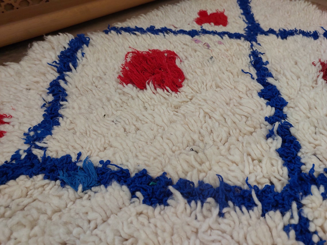 Small Moroccan Rug - Vintage Beni Ourain Rug - Handknotted Berber Rug - Boucherouite Rug - Used Rug 3.1x6.2ft MoroccanBazzArts